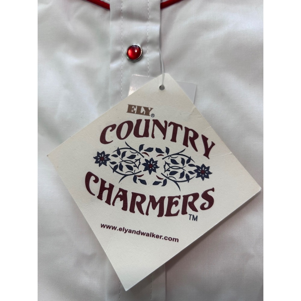 Ely Country Charmers Womens White Western Rose Embroidered Pearl Snap Shirt Sz S - Picture 5 of 10